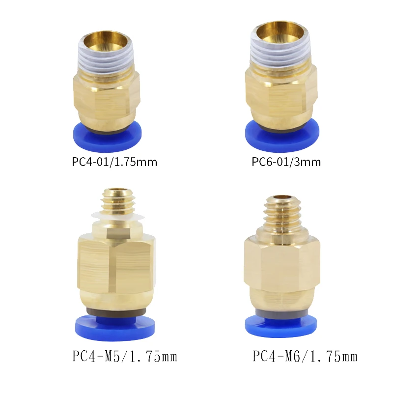 PC4-M6 M5 пневматические соединители HOTEND J головка дистанционного экструдера Фидер для MK8 3 мм/1,75 мм фторопластовая трубка с тефлоновым покрытием филаментная Fit-2PCS