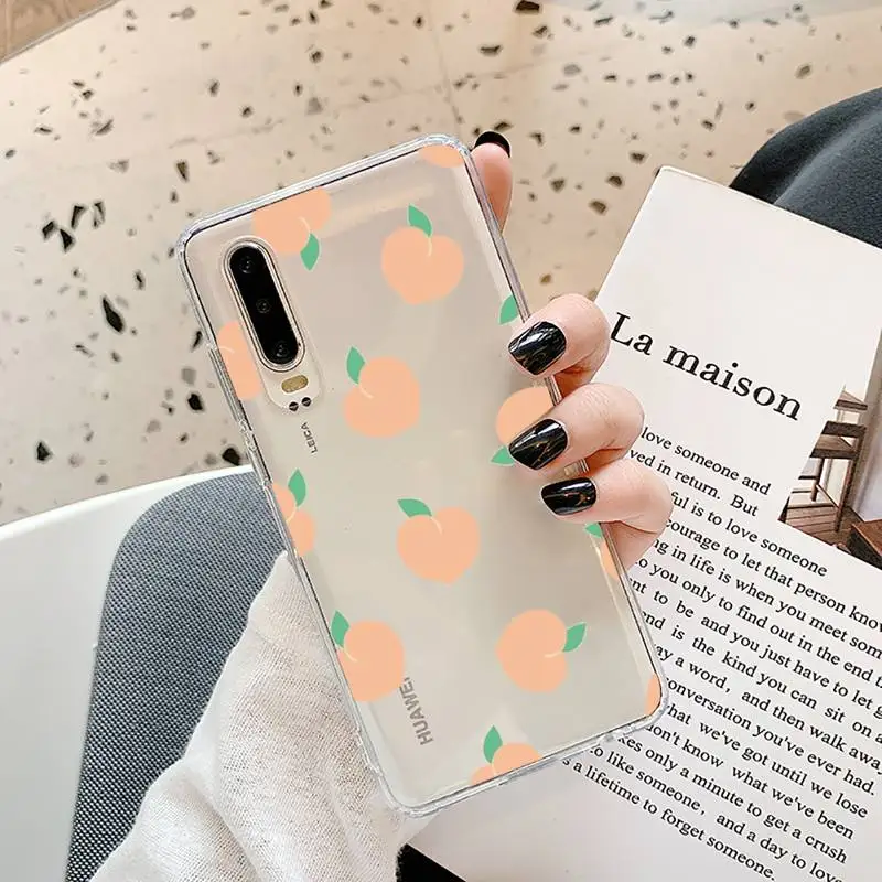 

pink peach Phone Case Transparent for Samsung A71 S9 10 20 HUAWEI p30 40 honor 10i 8x xiaomi note 8 Pro 10t 11