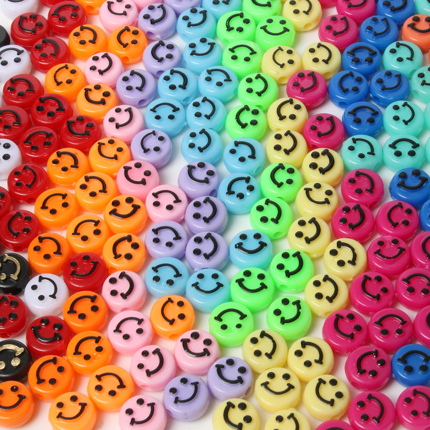 

Colourful Smiling Face Acrylic Beads Oval Shape Loose Spacer Beads for Jewelry Making DIY Handmade Bracelet Accessories 10x6mm