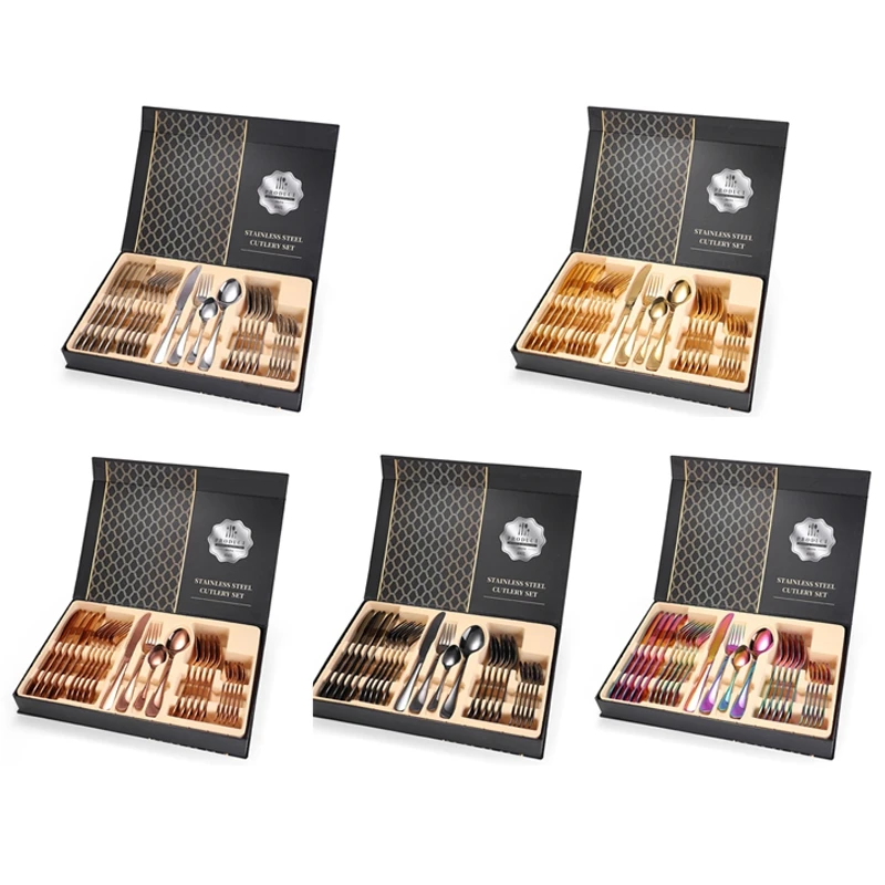 Набор столовых приборов из нержавеющей стали комплект 24 ножи/вилки/ложки для