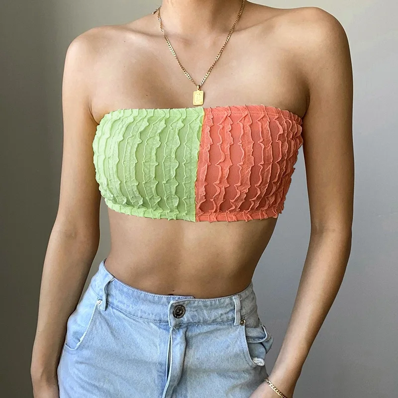 

LALUMAI women's Sleeveless Tank Tops Short open back slim yellow halter with one neck solid breast Wrap Top Camisole Short