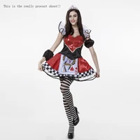 vashejiang adult red poker queen of hearts costume paillette deluxe queen of heart cosplay costumes for halloween party dress