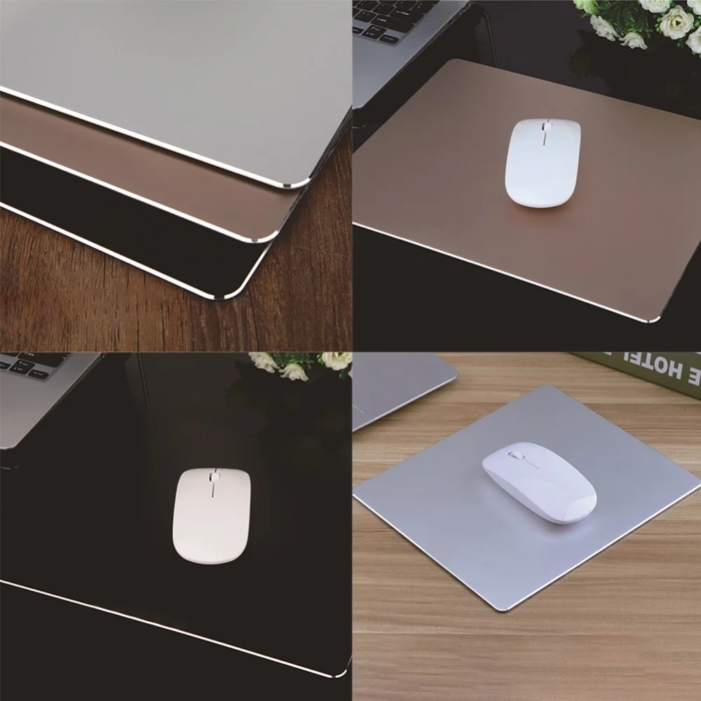 

220*180mm Metal Aluminum Mouse Pad Gaming Mousepads Oversized Office Mats Laptop Table Mousemats Black Silver Mice Pad