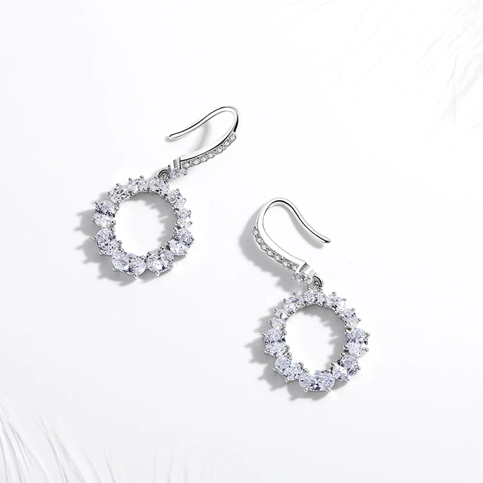 Женские серьги подвески из серебра 925 пробы с фианитами|Серьги-подвески| |