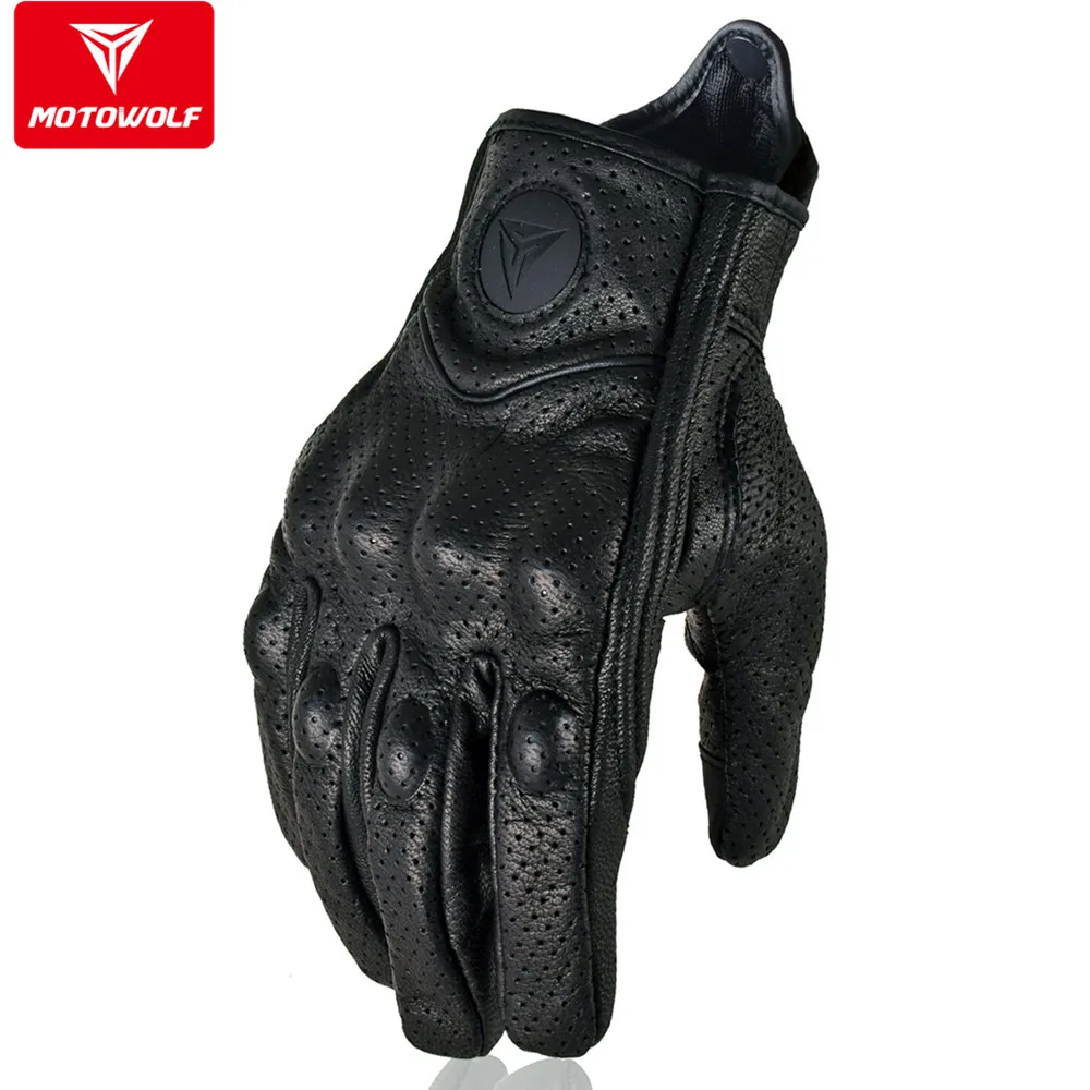 Мужские мотоциклетные перчатки MOTOWOLF винтажные кожаные защитные в стиле ретро