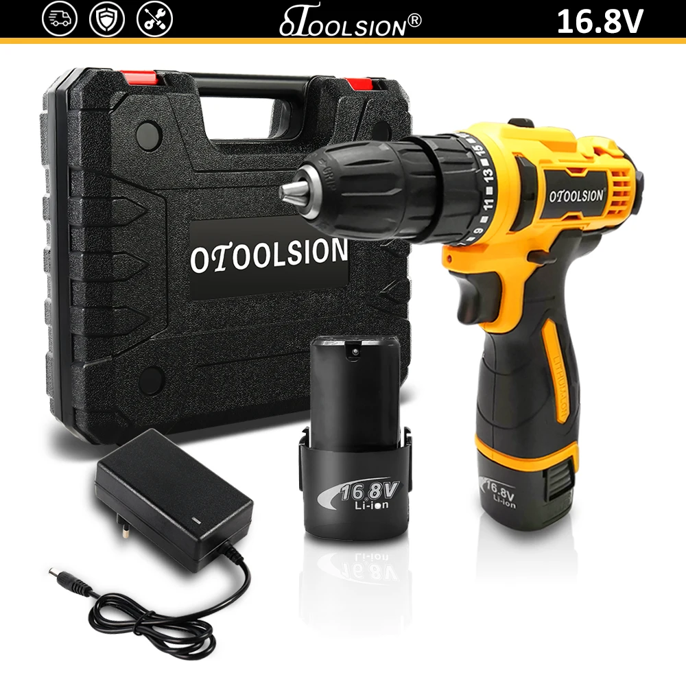 OTOOLSION New Style Cordless Drill 16.8V Max Power Tools Electric Drill Rechargeable 1500mah Lithium Battery Screwdriver Home