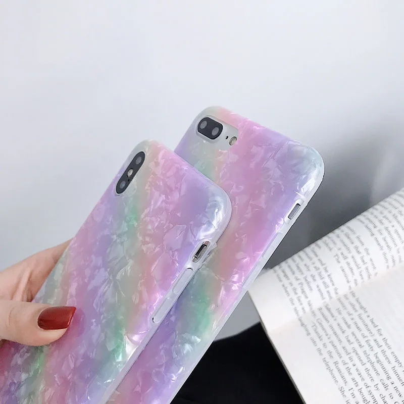 Цветной чехол для телефона с узором iPhone 6 6s 7 8 Plus X Xs XR Max мягкий ТПУ раковиной