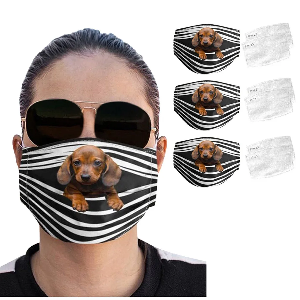 

General Dogs Prints Breathable Washable Mask Face Cover Filter Can Be Placed Reusable Mouth Cover Fabric Masks Mascarilla