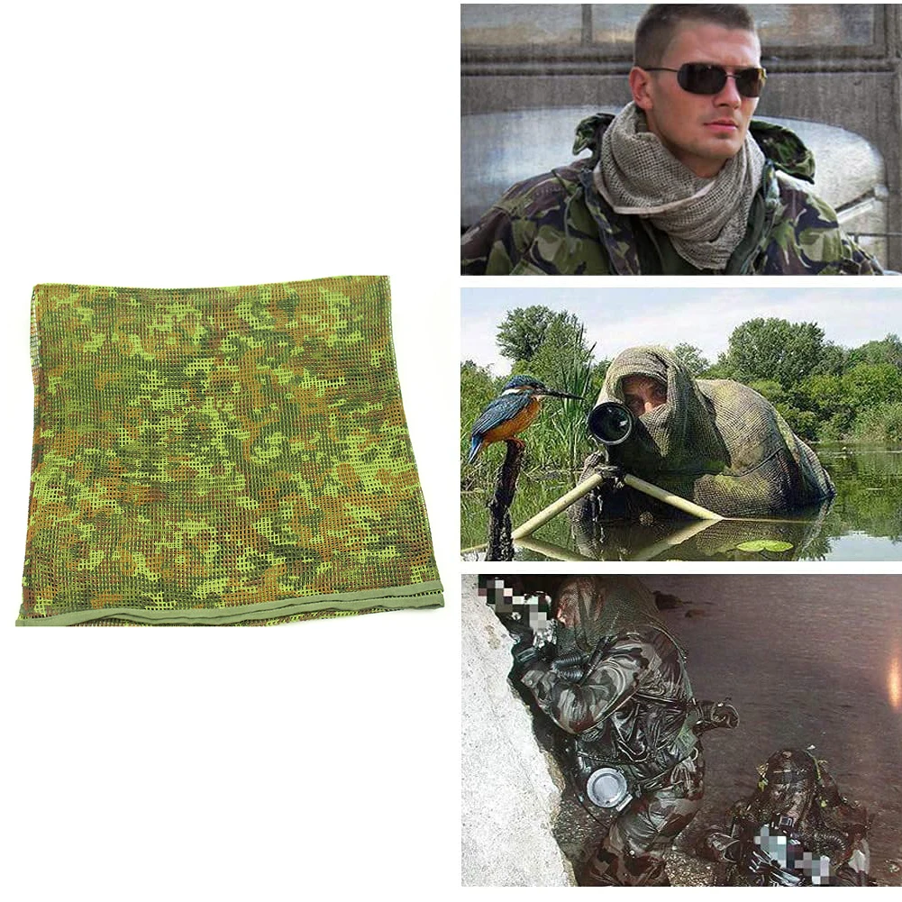 

Jungle Muffler Breathable Headband Scarves Multi Tactical Camouflage Fish Net Mesh Army Veil Cover Neckerchief Camo Outdoor Scar