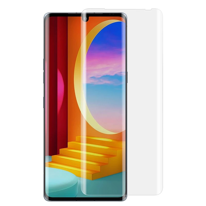 for lg velvet tempered glass lg wing screen protector uv liquid full glue film full cover with fingerprint unlock glass free global shipping