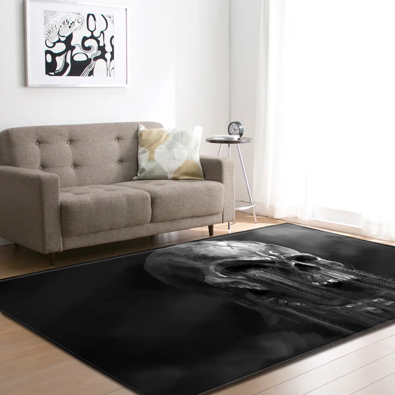 

Interesting Skulls 3D Printed Carpets for Living Room Bedroom Decor Carpet Soft Flannel Home Floor Mat Halloween Party Area Rugs