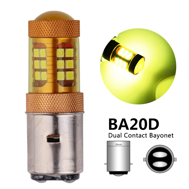 Золотой цвет H6 BA20D светодиодный фара для мотоцикла 28 чипов 3030 SMD лампа Мотоцикл