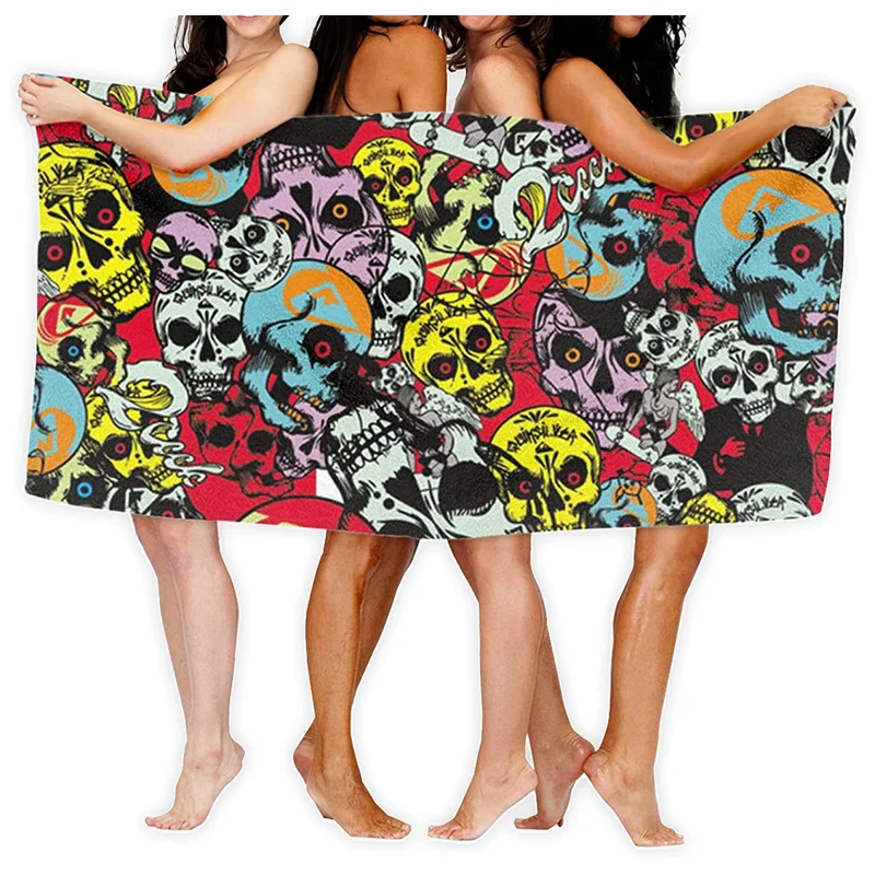 

Skull bath towel, 30" X50" swimming pool, spa and gym towels, quick-drying towels 100% microfiber