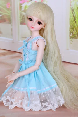 Полный набор высшего качества 1/4 bjd Kid Delf Girl BORY female doll лучшие подарки для девочек игрушечный парик одежда для лица макияж в комплекте Смола recast - Цвет: Белый