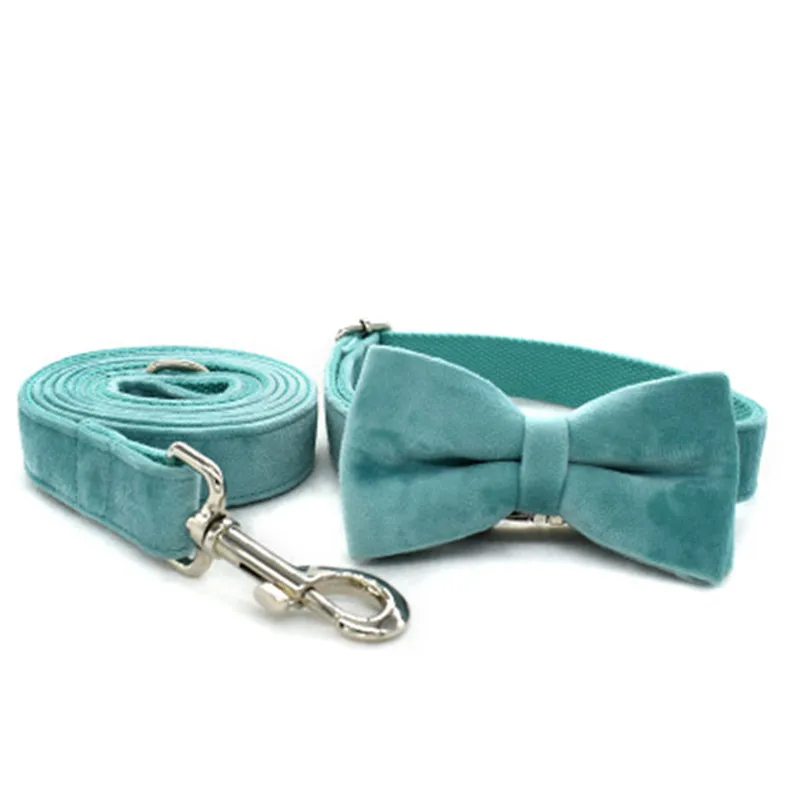 

Dog Collar and Leash Set with Bow Tie Pretty Tropical Leaves Metal Buckle Big and Small Dog&Cat Collar Pet Accessories