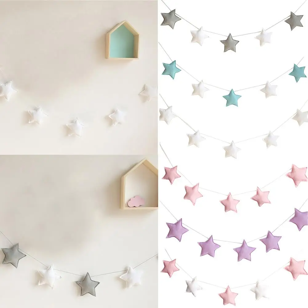 

Combination Nordic 5Pcs Cute Stars Hanging Ornaments Banner Bunting Party Child Kid Room Home Decor Storage Shelf Rack