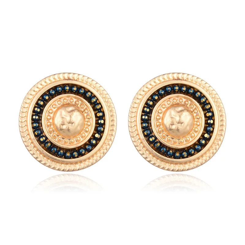 gold black color Shineland простые многоцветные серьги-гвоздики для женщин в богемном стиле ручной работы, бисерные серьги, винтажные аксессуары, ювелирные изделия Pendientes - Окраска металла: gold black color