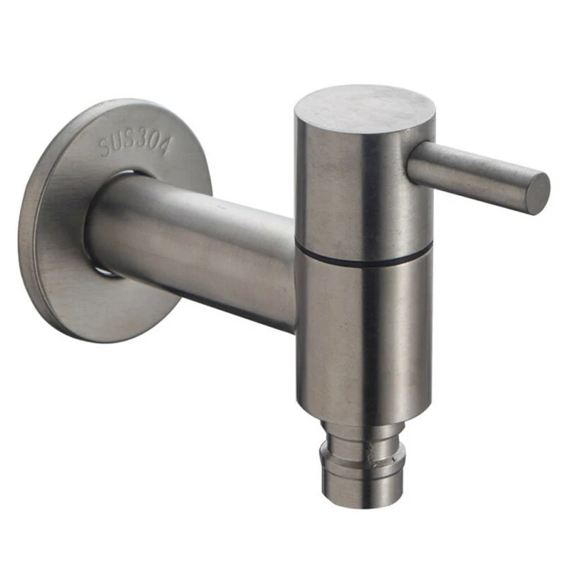 

Stainless Steel Wall Mounted Faucet Tap Kitchen Garden Wash Basin Cold Water Sink Faucet Kitchen Bathroom Single Faucet Tap