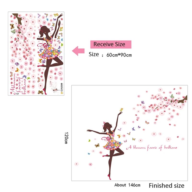 Цветок наклейки на стену Феи Бабочки для девочек спальни номера художественное