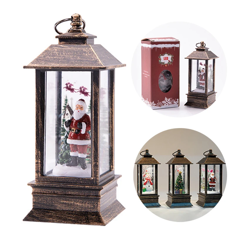 

1Pcs Christmas Indoor Small Wind Lantern Pendant PVC Desktop Decoration Scene Layout Christmas Tree Home Living Room Decoration