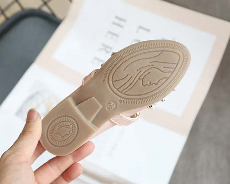 Осень 2019 детские тапочки с жемчугом для девочек обувь принцессы на плоской