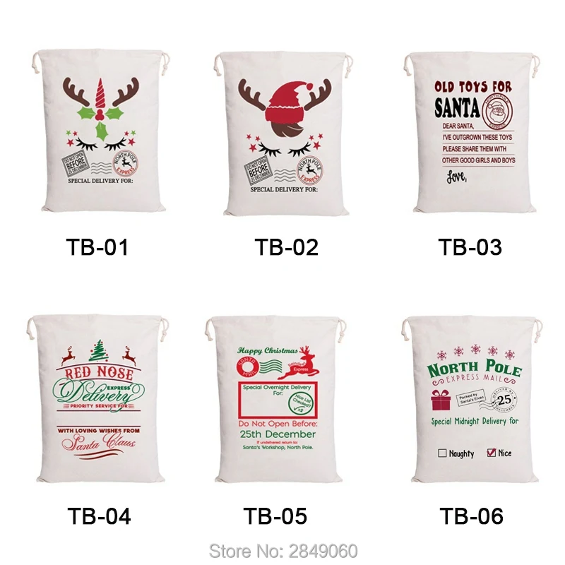 10 шт. Санта Клаус холщевая сумка на шнурке большие мешки Рождественский мешок