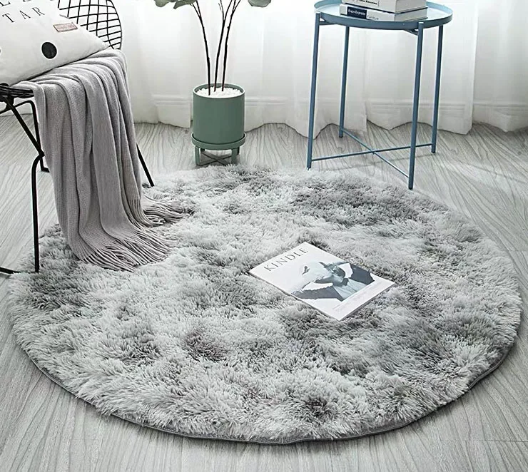 light grey Градиентный однотонный ковер более толстые коврики нескользящий круглый коврик Ванная комната коврик для гостиной мягкие пушистые детские коврики для спальни 100 см - Цвет: light grey