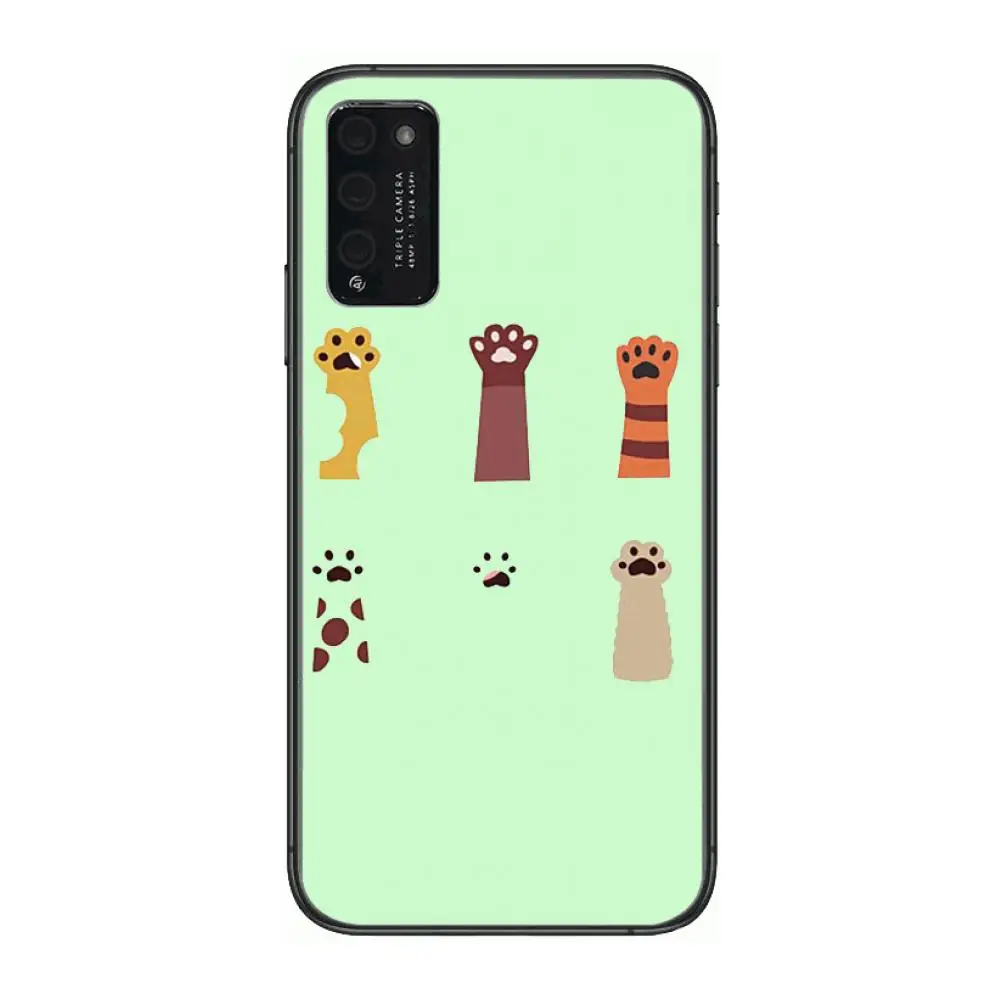

Cute dog paw Style cartoon Clear Phone Case For Huawei Honor 10 20 30 9 X Pro Lite V 5G RU Black Etui Coque Hoesjes Comic Fashi