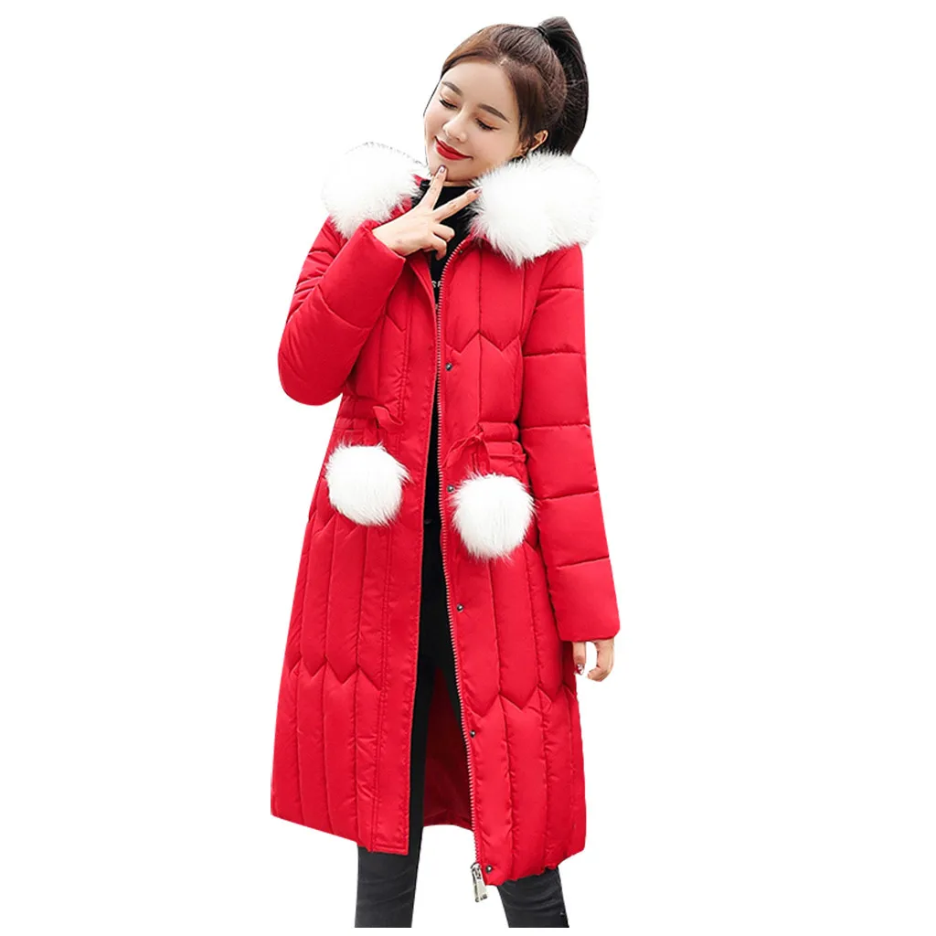 Женская однотонная длинная куртка SAGACE с длинными рукавами теплая хлопковая