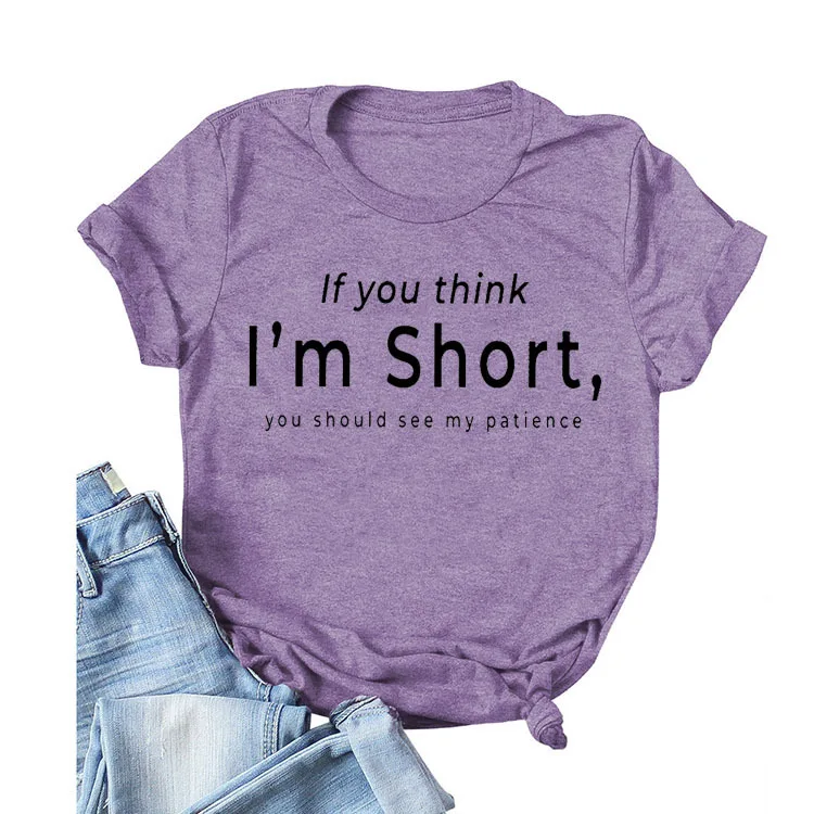 

If you think I "m short letter sets round collar short sleeve T-shirt amazon cross-border trade dress