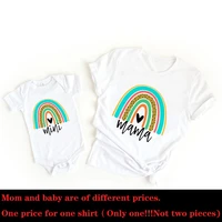 1pcs rainbow mommy and me shirt fashion family matching clothes rainbow mama and mini t shirt cute family look outfits