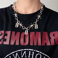 cool blade pendant necklace metal thorn chain choker necklaces for women punk harajuku hip hop jewelry mujer colar