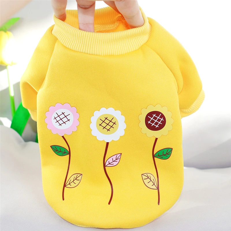 Свитер с цветами для домашних животных осенняя и зимняя одежда Женский Бишон