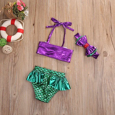 

Cute Toddler Kids Baby Girls Summer Bikini Set Beach Swimwear Children Bathing Swimsuit Beachwear 3pcs Clothing