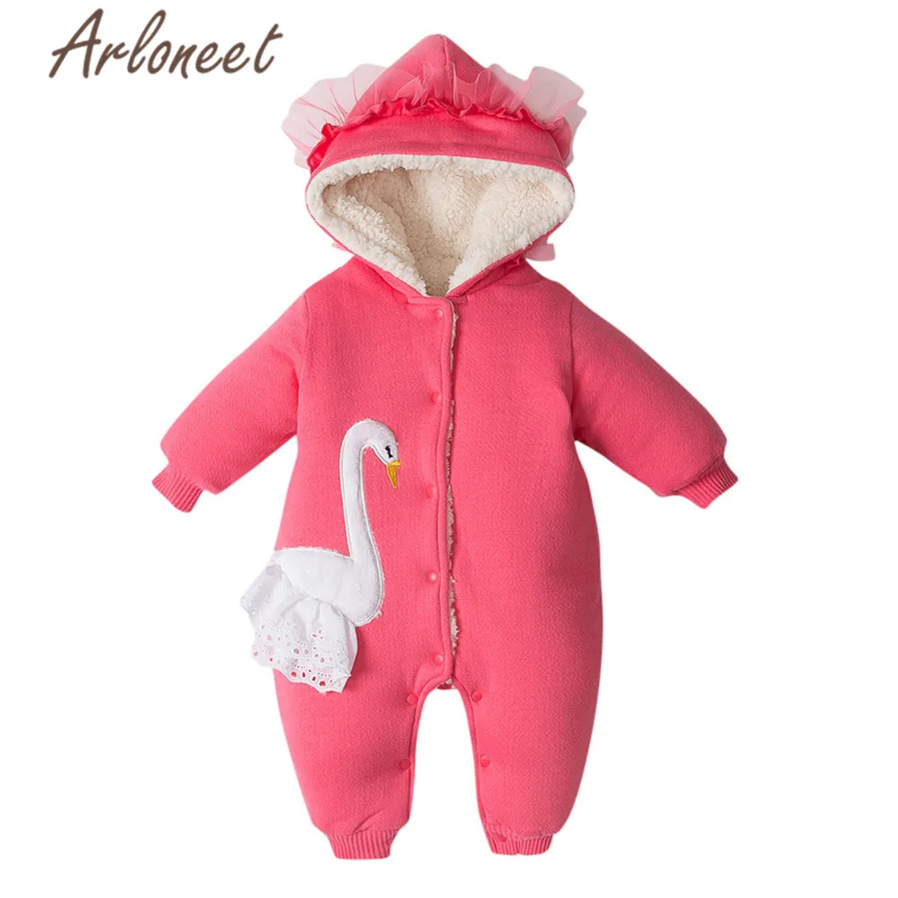 ARLONEET зимняя одежда для маленьких девочек плотное пальто с рисунком лебедя
