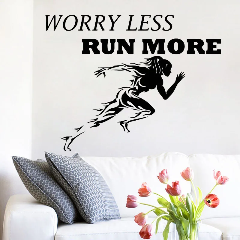 Мотивационный слоган, наклейка на стену, съемная Наклейка на стену, Виниловая наклейка для фитнеса, бега, вдохновения, цитата, для спортзала, спорта, настенного искусства, декор плакатов