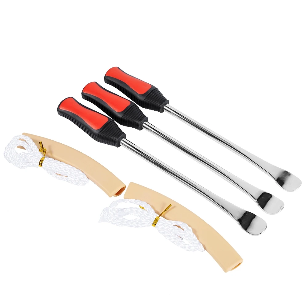 

3x Lever Tool Spoon Motorcycle Tire Iron Changing w/2x Wheel Rim Protectors Kit