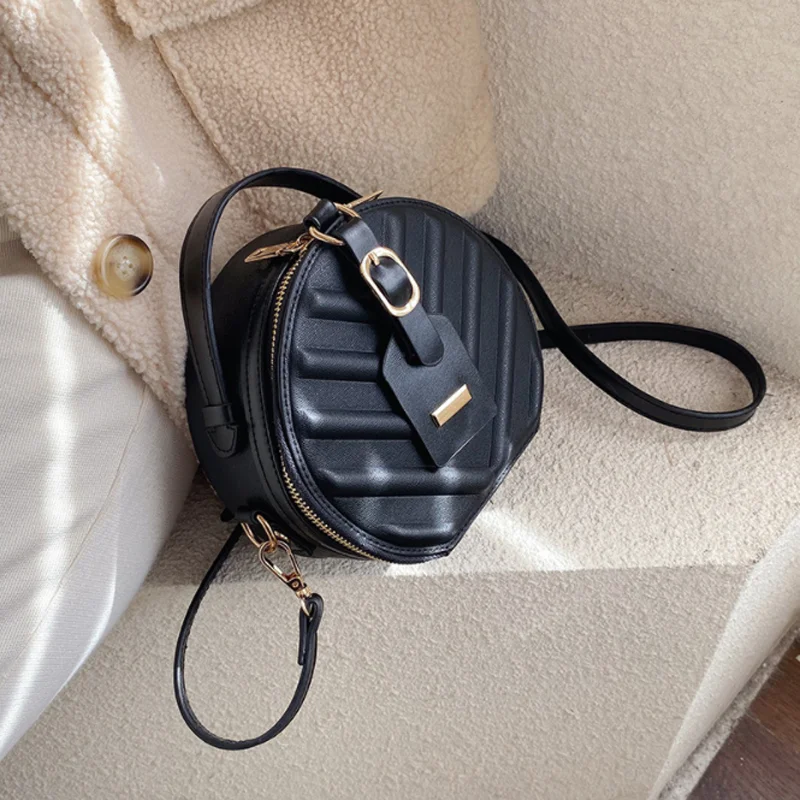 Винтажная круглая дизайнерская сумка через плечо из искусственной кожи для