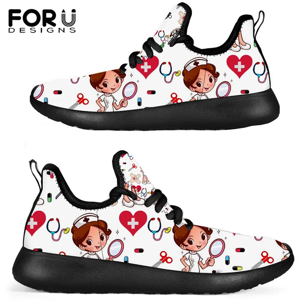 FORUDESIGNS/Женская обувь Обувь для медсестры на плоской подошве с рисунком женские