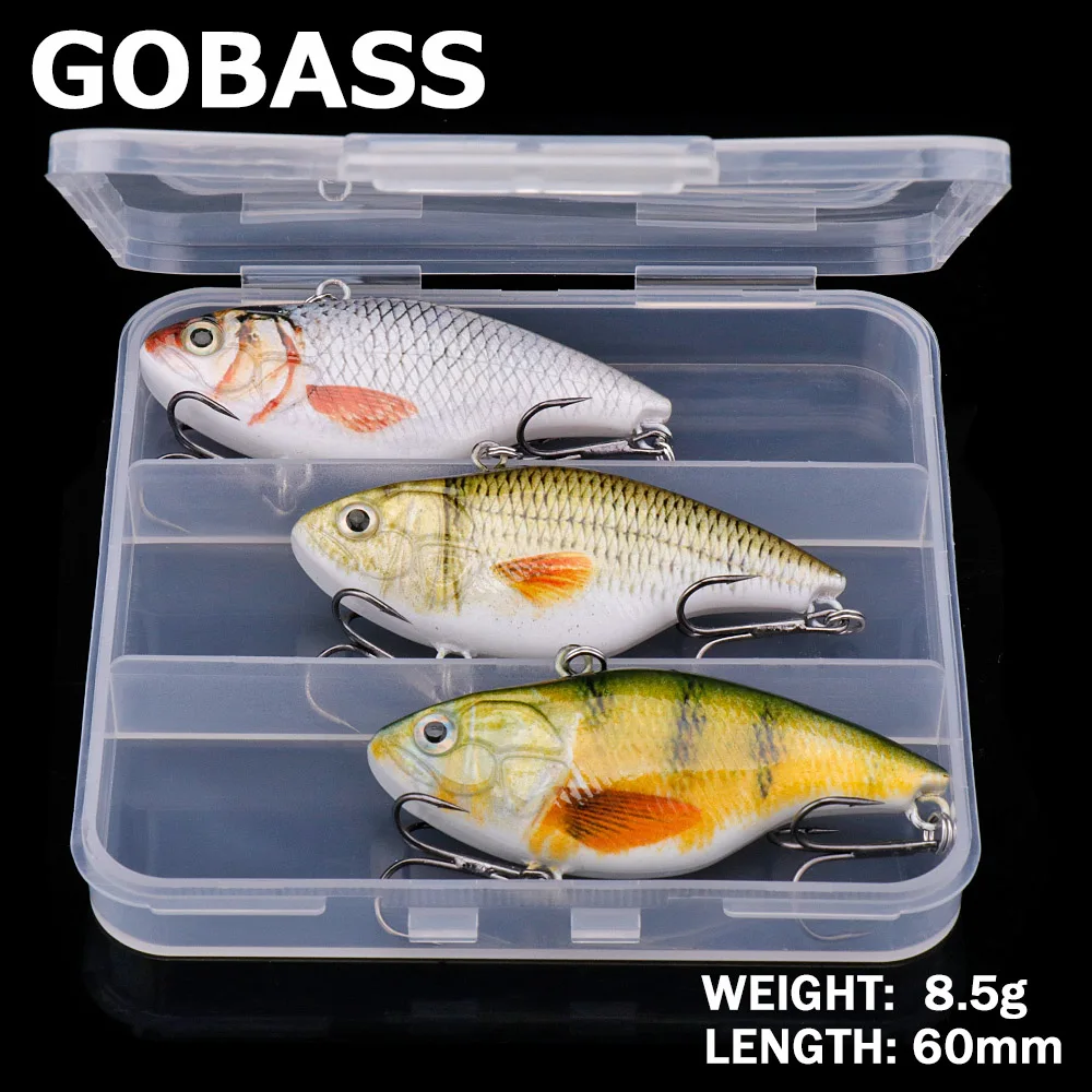 GOBASS дребезжащий рыболовная приманка с вибрацией набор коробка воблеры VIB воблер