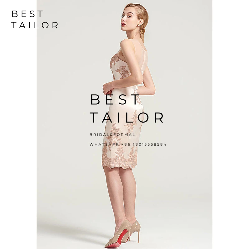 Короткие платья для матери невесты свадьбы с аппликацией вечерние свадебные