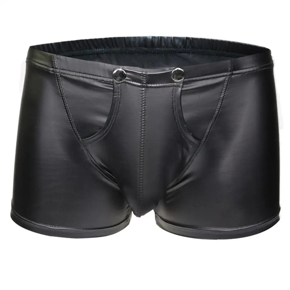 

Men Underwear Sexy Night Club Leather Mens Boxers Cuecas Masculina Underpant Boxershorts Man Size M-2XL