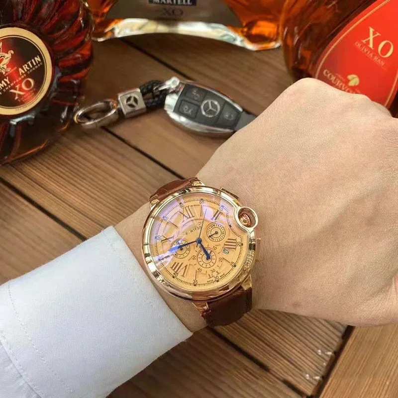 

Automatic Men's Watch Hua Brand CTR Logo Six-hand Three-eye Men's Watch Casual Business Fashion Quartz Watch Relojes Para Hombre