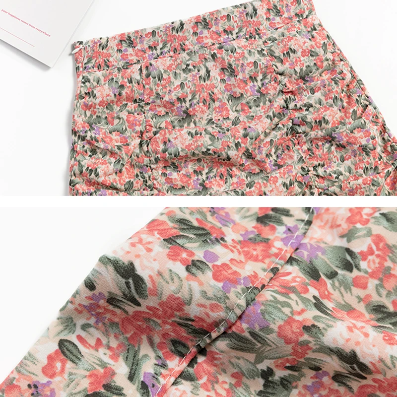 

shintimes Pink Skirt High Waist Floral A-Line Skirts Women Summer Korean Sexy Short Sweet Mini Skirt Women Clothing Faldas Mujer