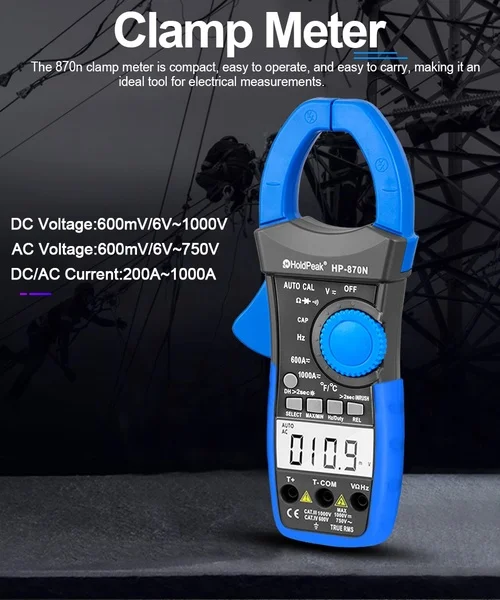 Цифровой мультиметр с зажимом Автоматический диапазон 6000 True RMS измеритель