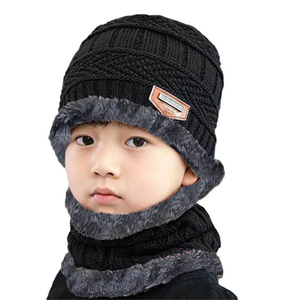 Детская зимняя шапка шарф комплект из двух предметов бархатные теплые комплекты