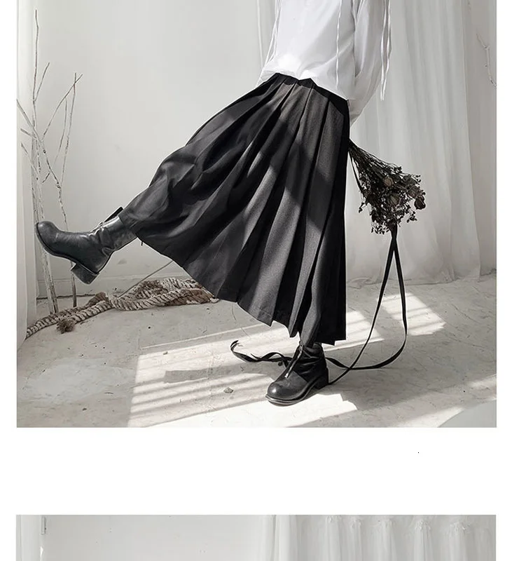 

Elastic Waist High Black Pleated Split Temperament Half-body Skirt Women Fashion Tide New Spring Autumn 2021 11A-a777