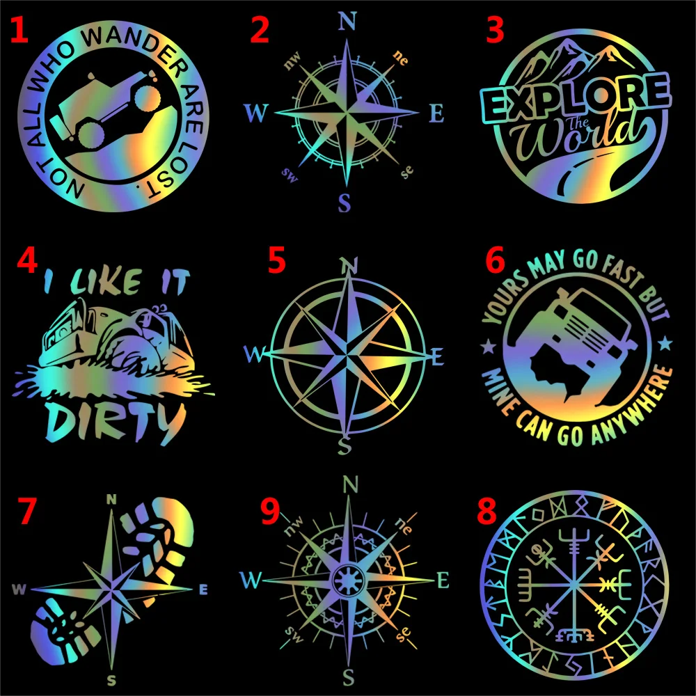 

10 Styles Compass And Adventure Design Cars Pattern Car Sticker For Auto Motorcycle Body Styling Decoration Accessories Head PVC