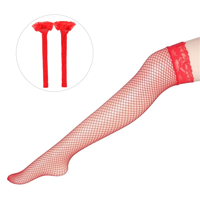 Пикантные сетчатые чулки женские пикантные кружевные прозрачные до колена
