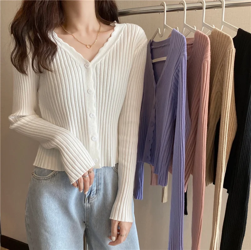 Вязаный Unif кардиган шикарный нежный ветрозащитный топ с коротким рукавом и